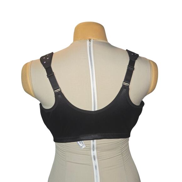 Glamorise Front-Cloure Underwire Bra 44G Black Lace Polka Dot Full Coverage - Picture 4 of 10